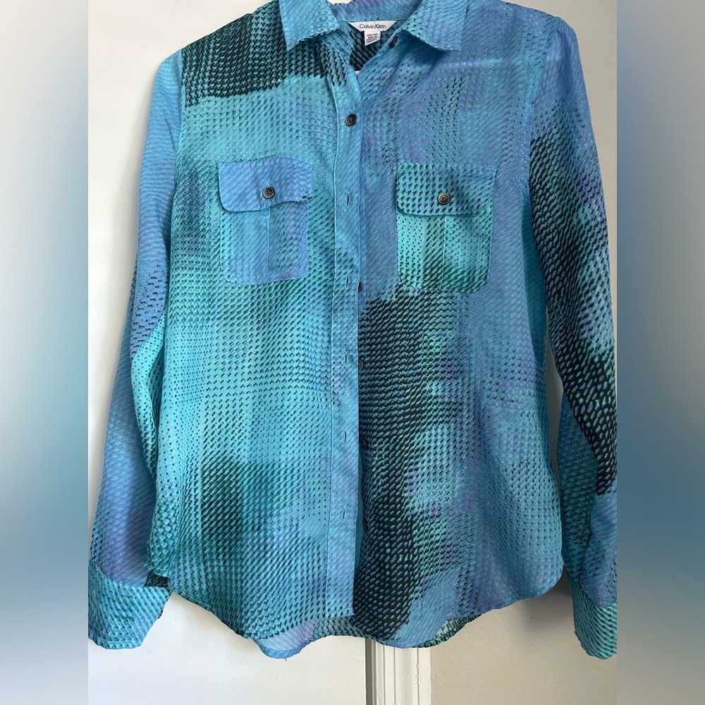 Calvin Klein Turquoise Patterned Shirt